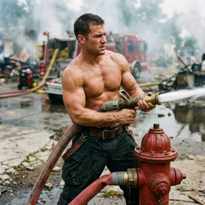 Every day, this traffic cop proves that authority looks damn good. #malebeauty #street #firefighter #wet