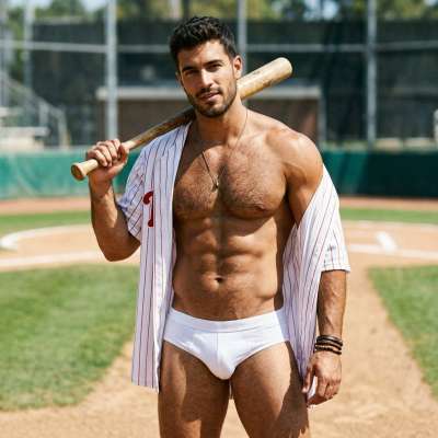 Ready to swing into action? Nothing beats the raw beauty of a baseball player in his skivvies. #malebeauty #athlete...