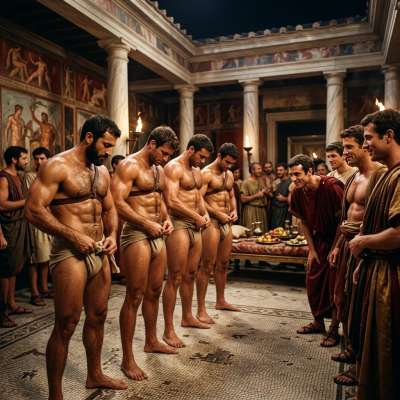 Gladiators stripping for the Roman crowd—raw power, sculpted bodies, and pure magnetism. Who needs a throne when you’ve got...