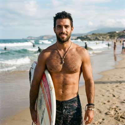 Sun-kissed and sculpted, every wave he rides is a masterpiece. #beach #athlete