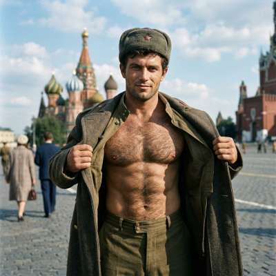 Russian soldier flexes his chest on Red Square, proving that strength and beauty know no borders. 💪🏼🔥 #street #travel...