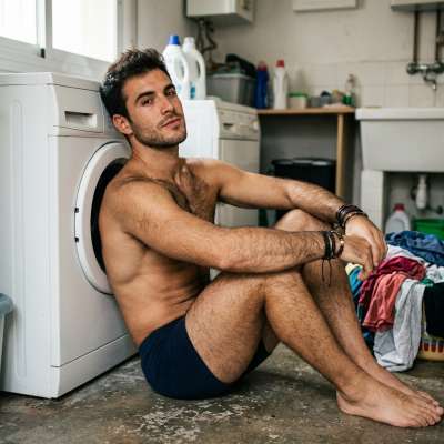 Every wash day, he turns heads—even the laundry can’t resist. #laundry #underwear