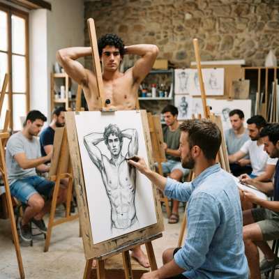 Every artist’s dream: a masterpiece in the making. 🎨✨ #malebeauty #studio