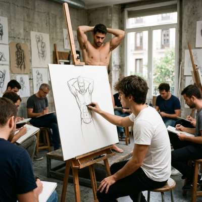 Celebrating the art of the male form! 🎨✨ Every line tells a story—what’s your favorite? #malebeauty #classroom