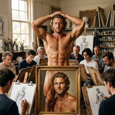 Every masterpiece starts with a muse like this. 🎨✨ Who’s ready to sketch perfection? #malebeauty #antiquity #studio