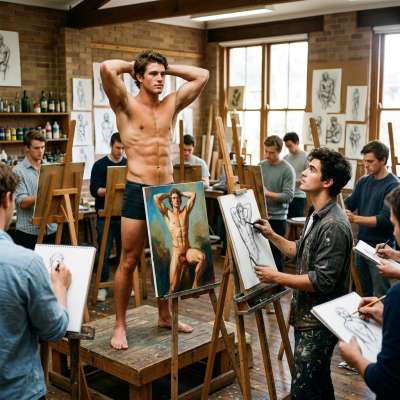 Every artist’s dream: a masterpiece in the making. 🎨✨ #malebeauty #classroom #studio