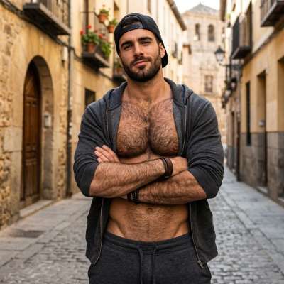 Every curve, every line—nature’s masterpiece. The streets never looked this good. #malebeauty #street #hairy #athlete