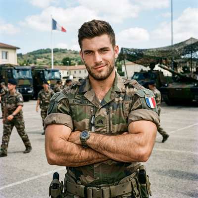 A Franch soldier smiles. #malebeauty #military #travel