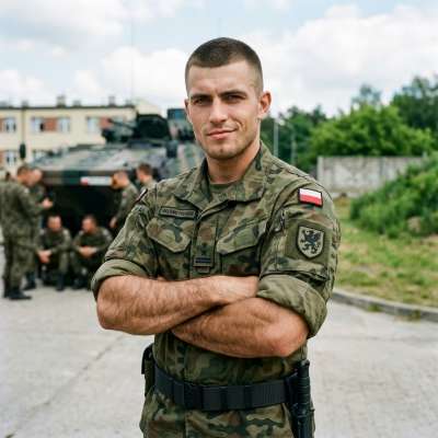 A Polish soldier smiles. #malebeauty #military #travel