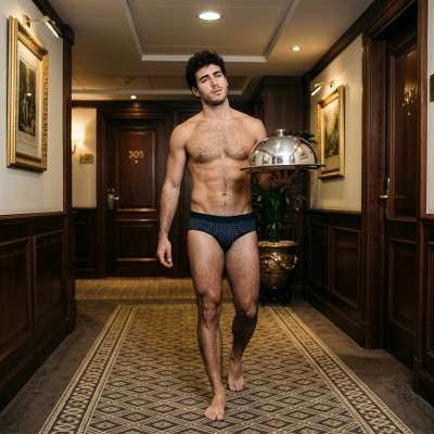 A boy walks in his underwear through the corridors of a hotel. #underwear #travel