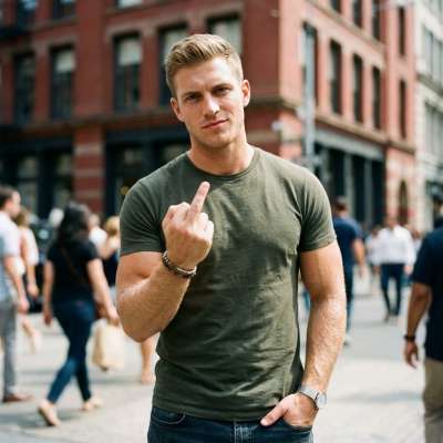 Finger up, attitude on. Some men just own the room without saying a word. 😏 #street #athlete