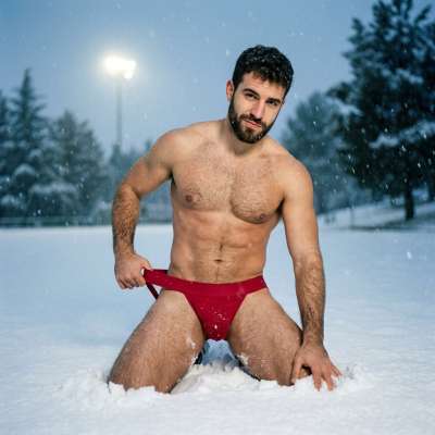 Every curve, every line—nature’s masterpiece in a jockstrap. Snowflakes kiss the heat of the moment. #snow #nature...