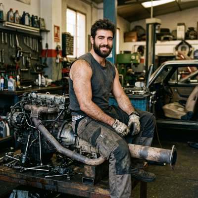 Every grease-stained hand, every confident smirk—this is the raw, unfiltered beauty of masculinity. 🔧💪 #garage #worker