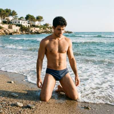 Every inch of him is pure perfection—sun-kissed skin, sculpted muscles, and that confident stance. The ocean’s backdrop only...