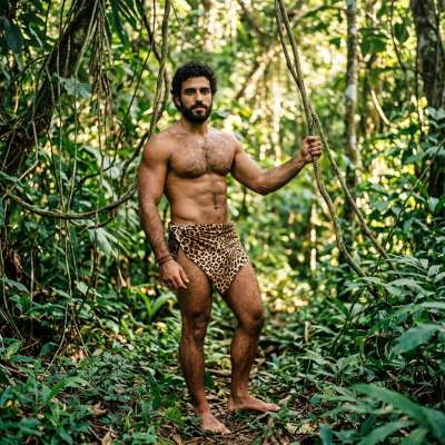 Tarzan flexing his raw power under the jungle sun—nature’s ultimate gym rat. Who needs gyms when you’ve got this kind of...