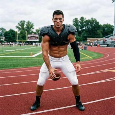 Every inch of him is pure power and grace. Celebrating the raw beauty of masculinity on the field. #athlete