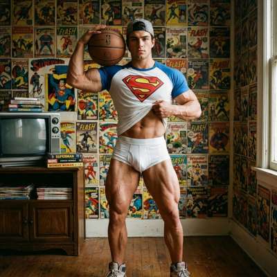 Every hero has his cape—even the ones that come in the form of a Superman tee. 💪✨ #bedroom #underwear #selfie