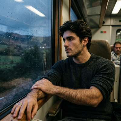 Every window is a mirror when you're riding next to perfection. Who needs a view when you're the view? 🚆✨ #train #travel