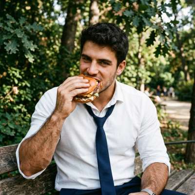 Few things are as hot as a guy savoring a sandwich—pure, unfiltered masculinity. 🥪🔥 #malebeauty #nature #kitchen #suit