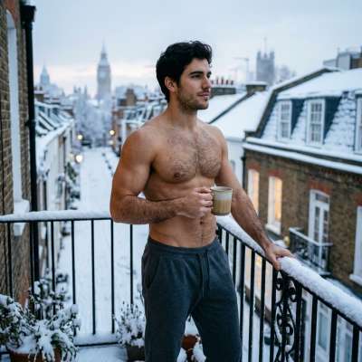 Morning glow on a snowy London balcony. Nothing beats that quiet beauty with a cup of coffee and a view. 🌨️☕️ #snow #street...