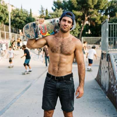 Skater vibes at their finest. Every curve, every move, pure art. Celebrating the beauty of masculinity in motion....