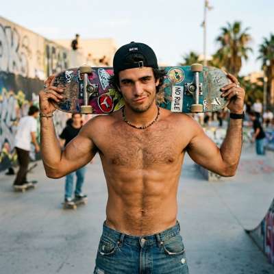 Every curve of his body moves with the rhythm of the skate park. Pure art in motion. 🛹🔥 #malebeauty #street #athlete