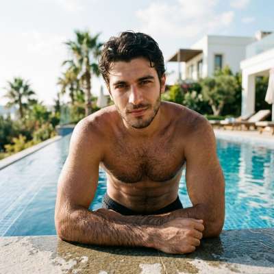 Every dip in the pool, every drop of water sliding down his skin—pure art. Celebrate the beauty of men in their most...