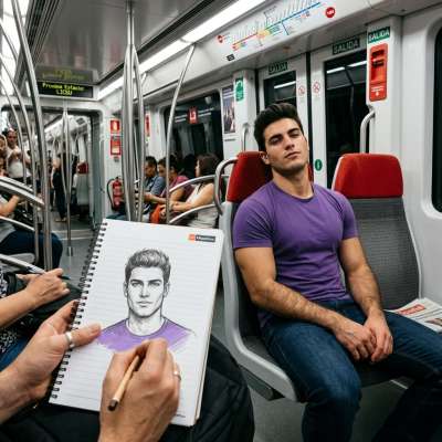 Hot gaze locked in the subway’s fleeting light. Every glance a silent poem, every second a stolen masterpiece. Celebrate the...