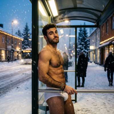 Frosty morning vibes with this stunning view. Nothing beats confidence in the cold. 🔥 #snow #street #underwear #athlete