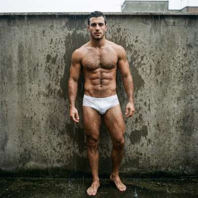 Every drop of rain only makes his confidence shine brighter. Rain or shine, beauty never fades. #nature #underwear #wet