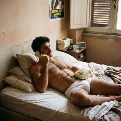 Every curve, every line—pure art. Who needs clothes when you can make a phone call this hot? 🔥 #malebeauty #bedroom