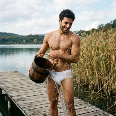 Summer heat? No problem. Just a splash of cool water and pure confidence. 💦🔥 #lake #nature #wet #underwear
