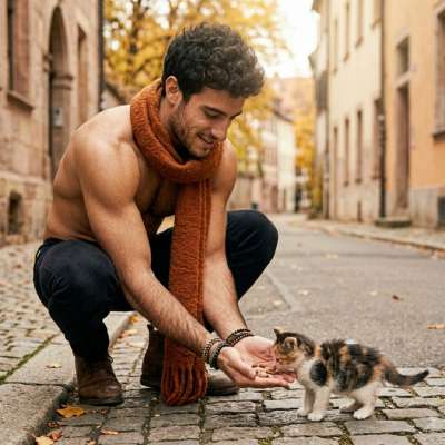 Every autumn, kindness comes in furry packages. 🐱🍂 #street
