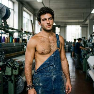 Just another day in the factory, but damn those overalls look good on him. 🔥 #worker