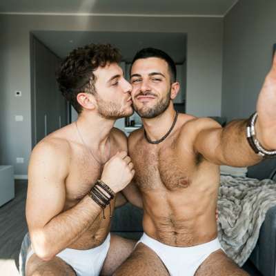 Hot selfie moment! Two gorgeous guys capturing their chemistry in the most stylish way. Pure male beauty at its finest. 🔥...