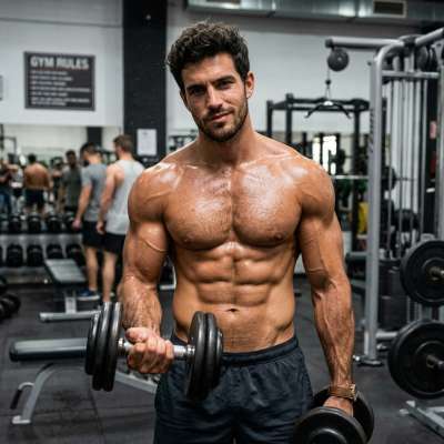 Every drop of sweat glistening under the gym lights, sculpting perfection one rep at a time. The dedication is...