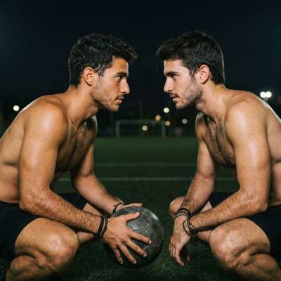 Every time two athletes lock eyes on the pitch, the world pauses to admire the raw beauty of masculinity in motion. #athlete...