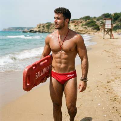Guardiaspiaggia in action 🌊🔥 Smooth moves and sun-kissed vibes only. Every inch of him is pure perfection. #malebeauty...