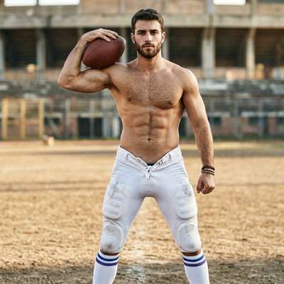 Every inch of him is pure perfection. Football hunk serving looks on the field. #athlete
