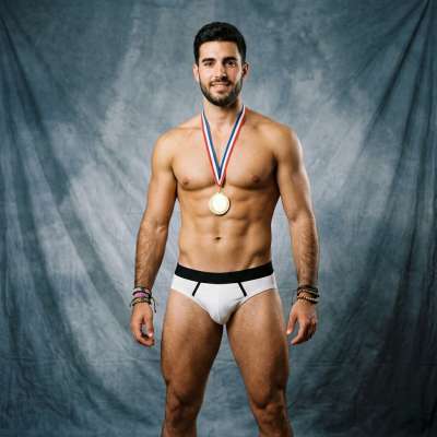 Every curve, every line—this athlete in his underwear is pure art. Celebrate the beauty of masculinity at its finest....
