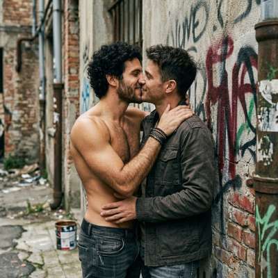 Celebrate love and beauty with this passionate kiss between two stunning men. Pure magic in every moment. #malebeauty...
