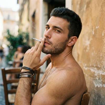 Flawless smoke, flawless you. Every drag of that cigarette just makes the artistry even hotter. #street #smoking