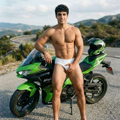 Ride like a man, stand like a king. Every curve, every flex—pure art in motion. 🏍️🔥 #nature #underwear #athlete #delivery