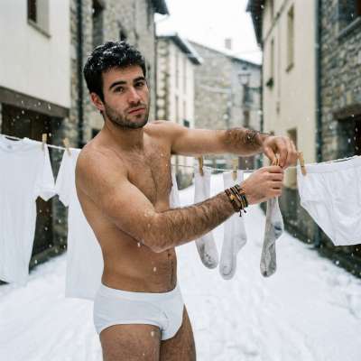 Frosty flex in the snow—nothing beats a confident man who owns his style even in the coldest weather. 🏔️🔥 #snow #underwear...