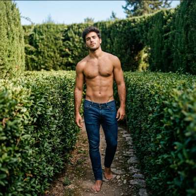 Lost in the green embrace of the maze, every step a dance of mystery and grace. Who’s guiding his gaze? 🌿 #nature