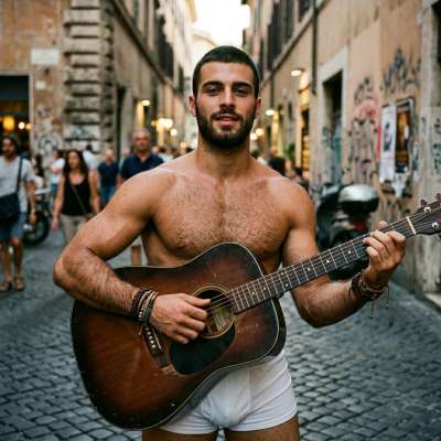 Every strum of his guitar is pure magic. The way his fingers dance on the strings, the confidence in his smile—this is art....
