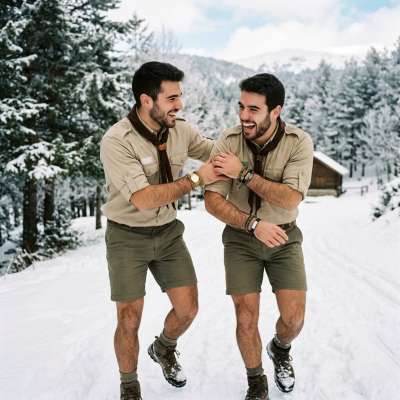 Sun-kissed cheeks, rosy from the cold, and laughter that warms the winter air. Two scouts lost in the magic of the...