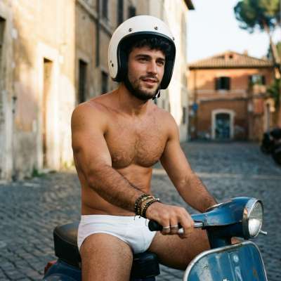 Confidence meets charm on two wheels—nothing like a fearless ride in just the right amount of white. 💫 #malebeauty #street...