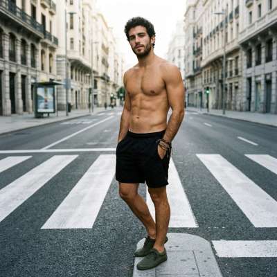 Confidence meets the city streets—where every stride speaks volumes. #malebeauty #street #underwear #travel