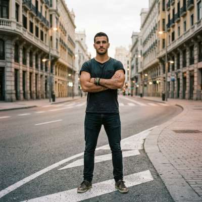 Confidence in every stride—this striking pose on an empty street speaks volumes. Pure, effortless charm that stops you in...